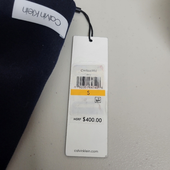 Calvin Klein NWT Faux Suede Elbow Patches Hooded Wool Blend Coat Size Small. - Picture 11 of 13